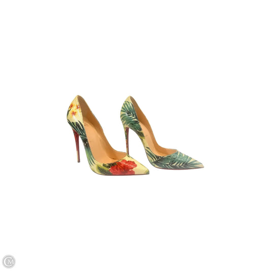 Shoes Luxury Designer By Christian Louboutin In Floral Print, Size: 8