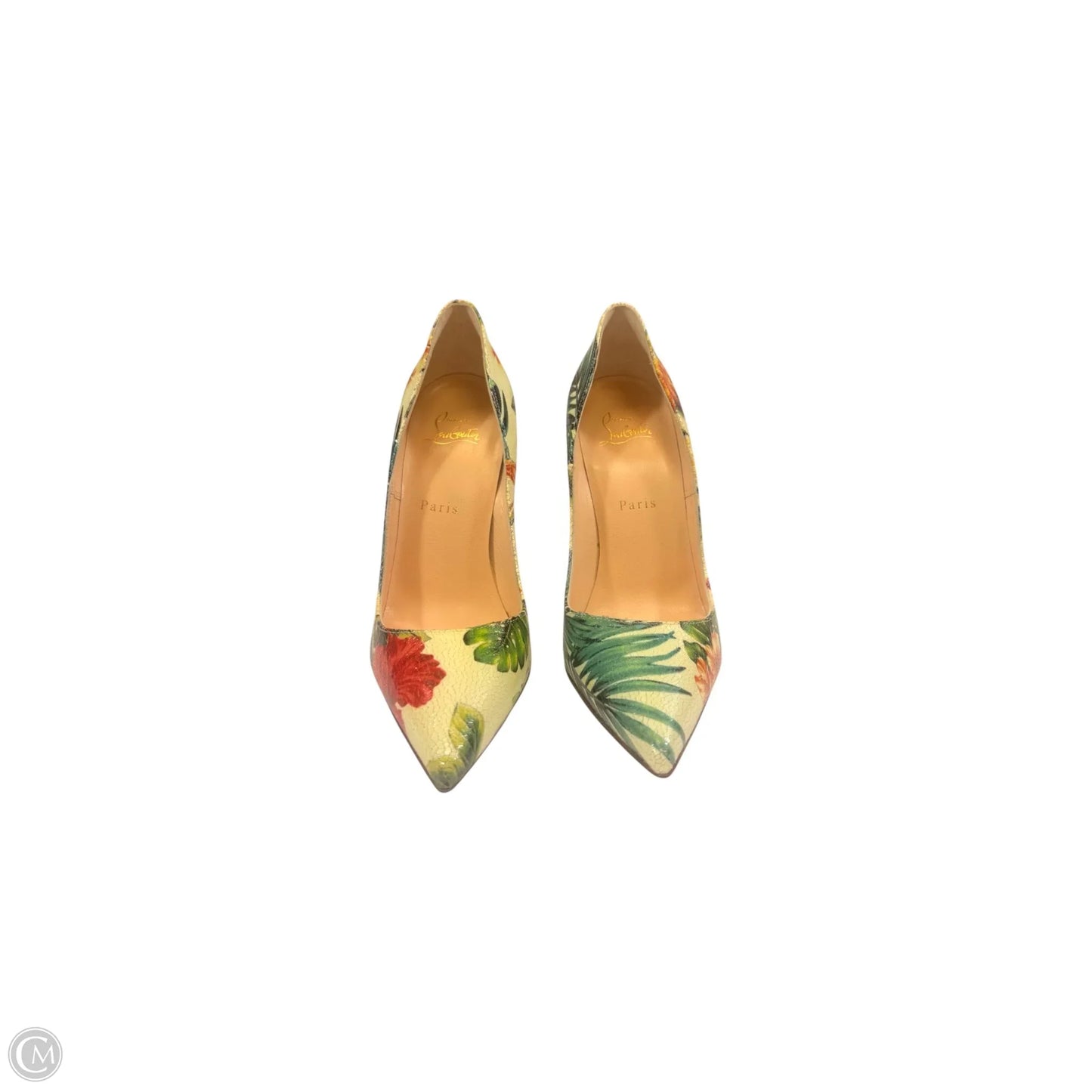 Shoes Luxury Designer By Christian Louboutin In Floral Print, Size: 8