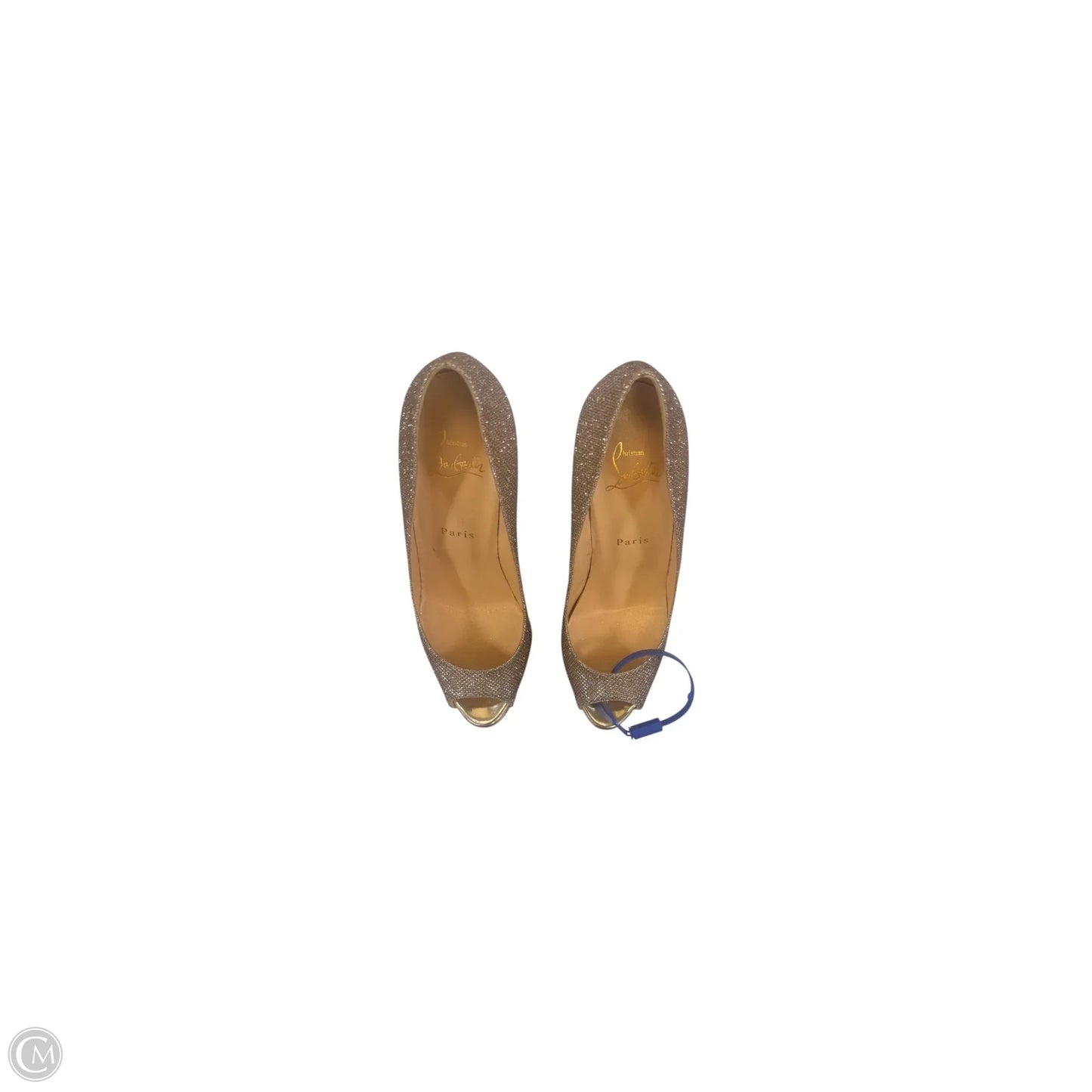 Shoes Luxury Designer By Christian Louboutin In Gold, Size: 8