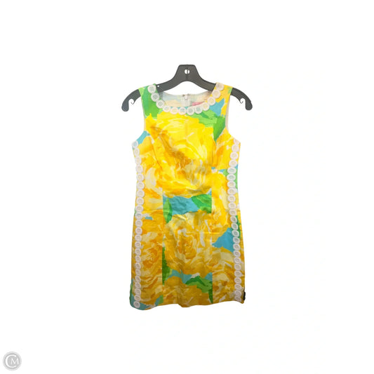 Dress Designer By Lilly Pulitzer In White & Yellow, Size: 0