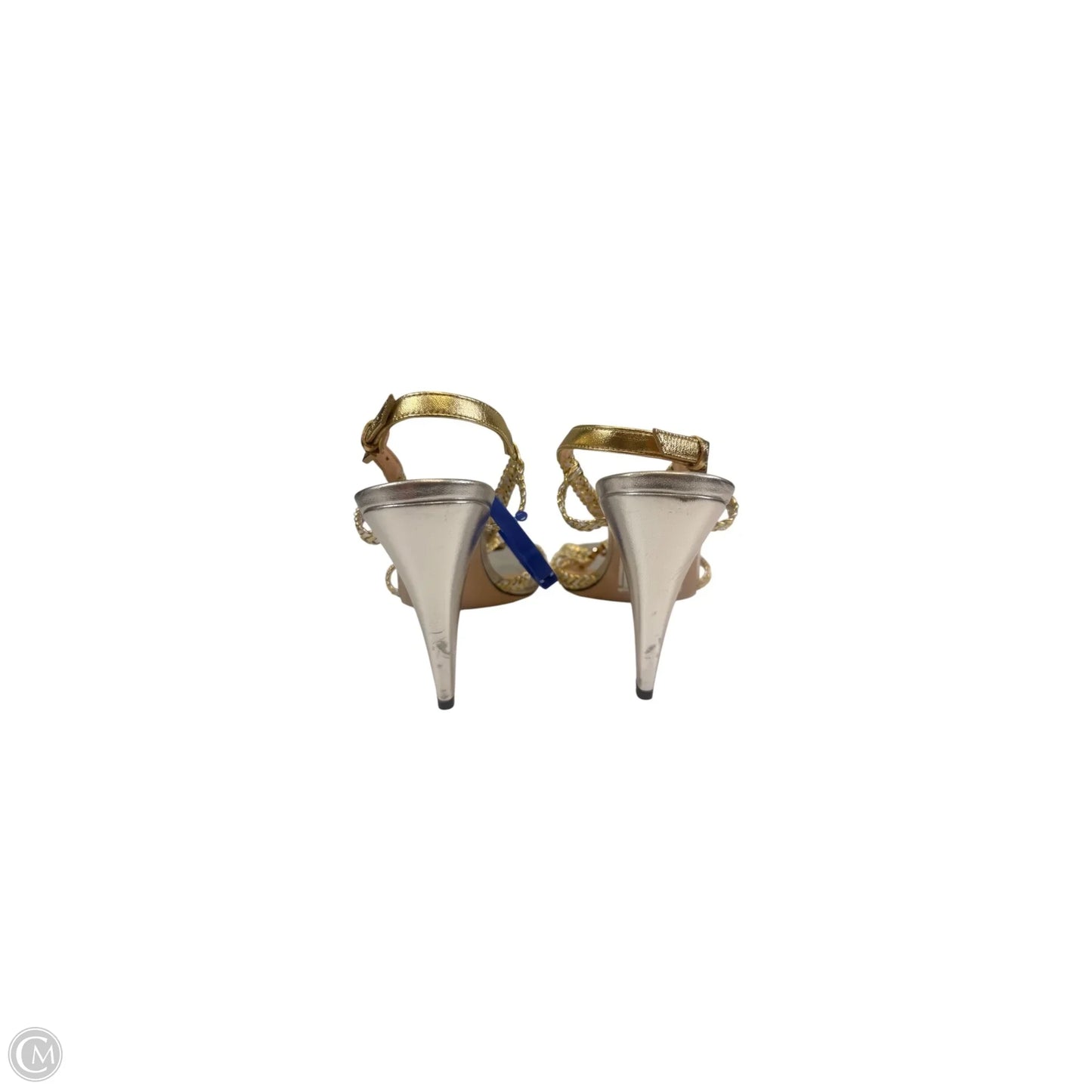Sandals Luxury Designer By Gucci In Gold & Silver, Size: 10.5