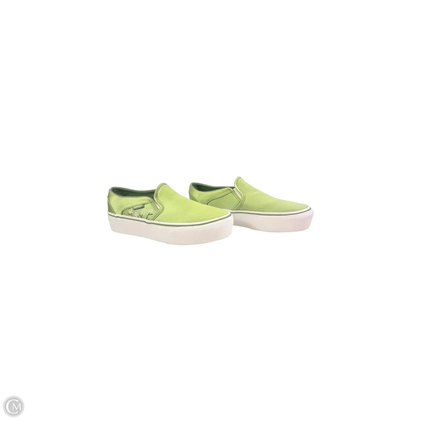 Shoes Sneakers Platform By Vans In Green & White, Size: 7