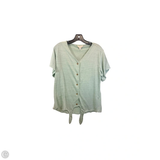 Top Short Sleeve By Weatherproof In Green, Size: L