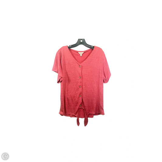 Top Short Sleeve By Weatherproof In Red, Size: L