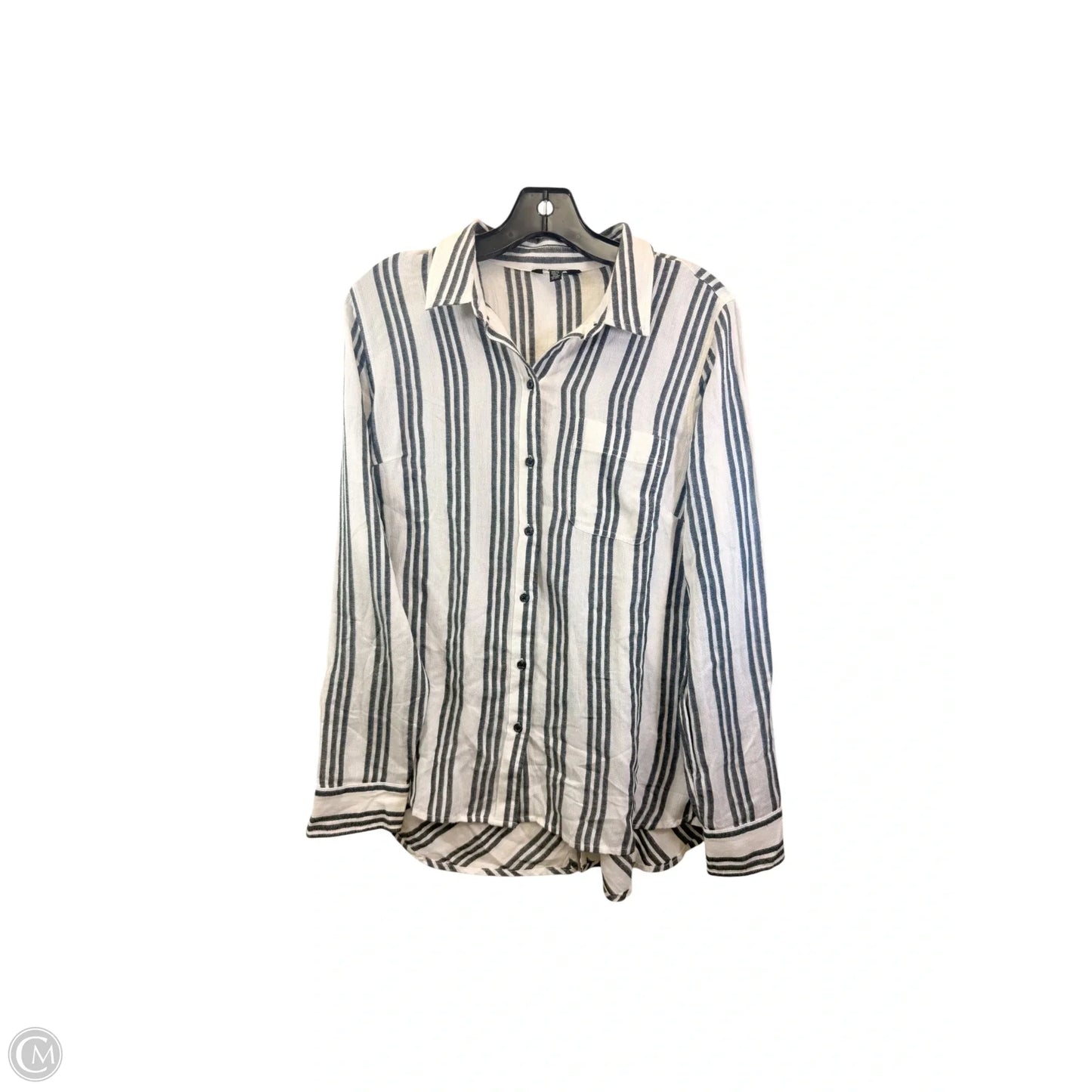 Top Long Sleeve By Lucky Brand In Grey & White, Size: M