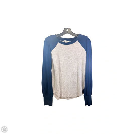 Top Long Sleeve By Evereve In Blue & Grey, Size: S