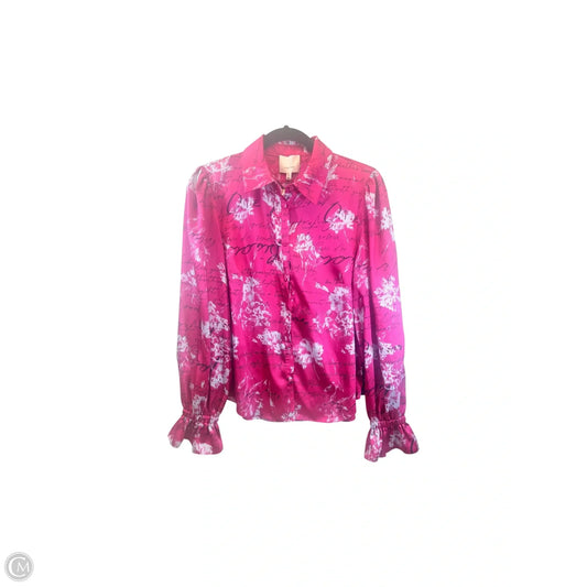 Top Long Sleeve By Cinq A Sept In Black & Pink, Size: M