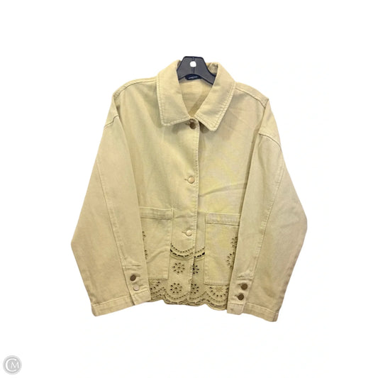 Jacket Denim By Miou Muse In Tan, Size: M