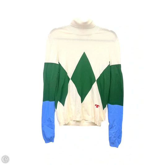Top Long Sleeve Designer By Tory Burch In Cream & Green, Size: S