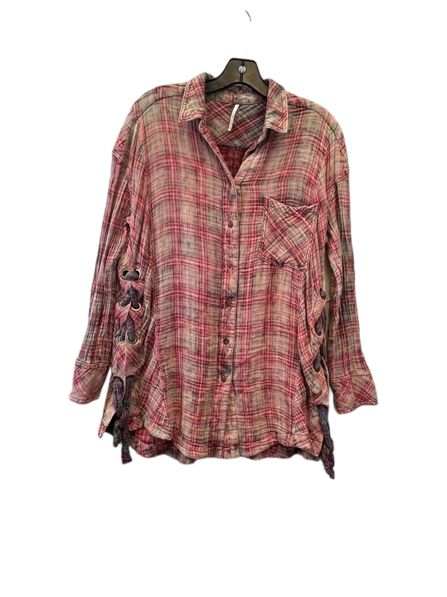 Red & Tan Top Long Sleeve Free People, Size Xs