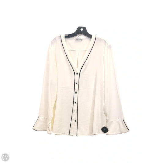 Top Long Sleeve By Calvin Klein In White, Size: Xl