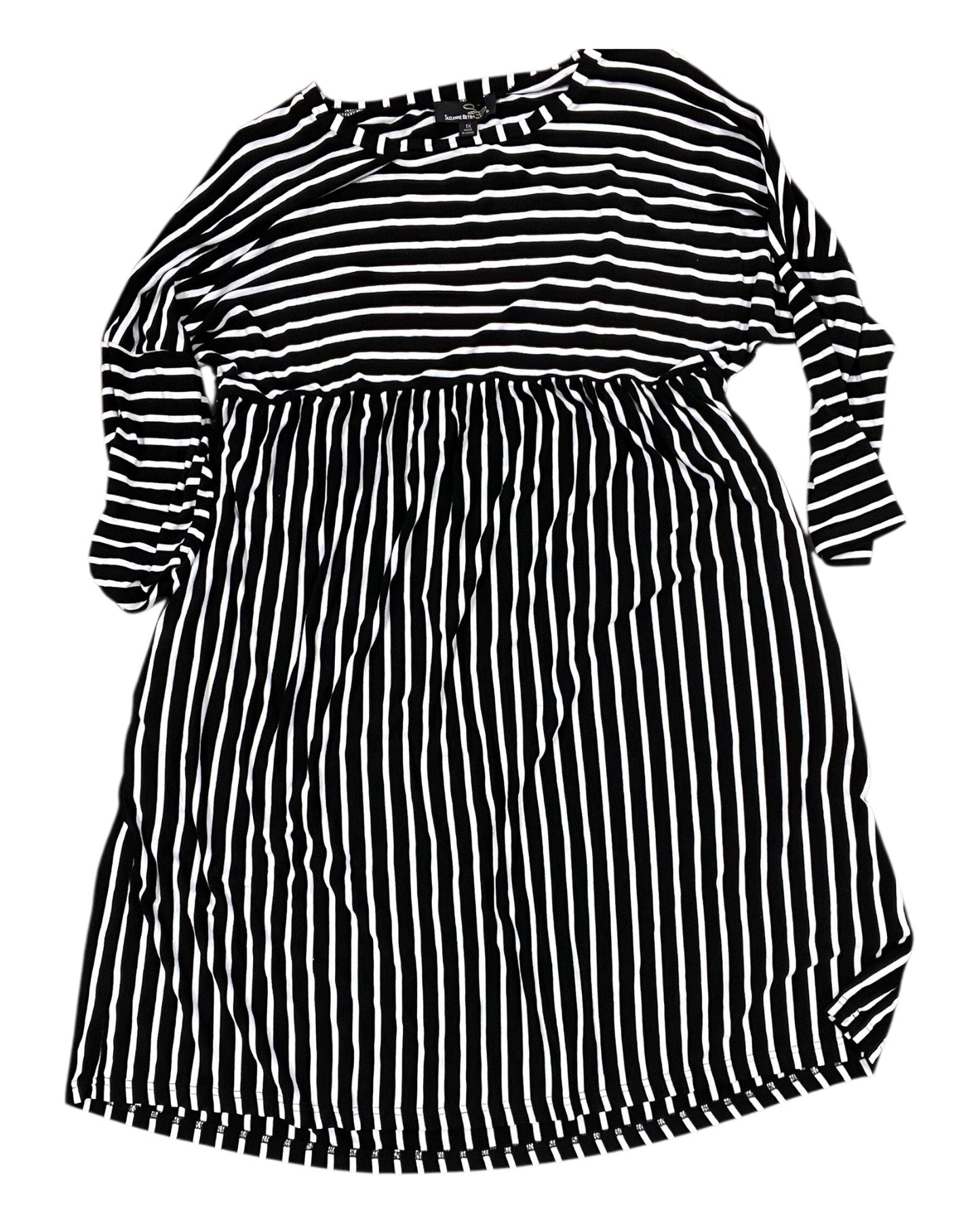 Dress Casual Midi By Suzanne Betro In Black & White, Size:1X