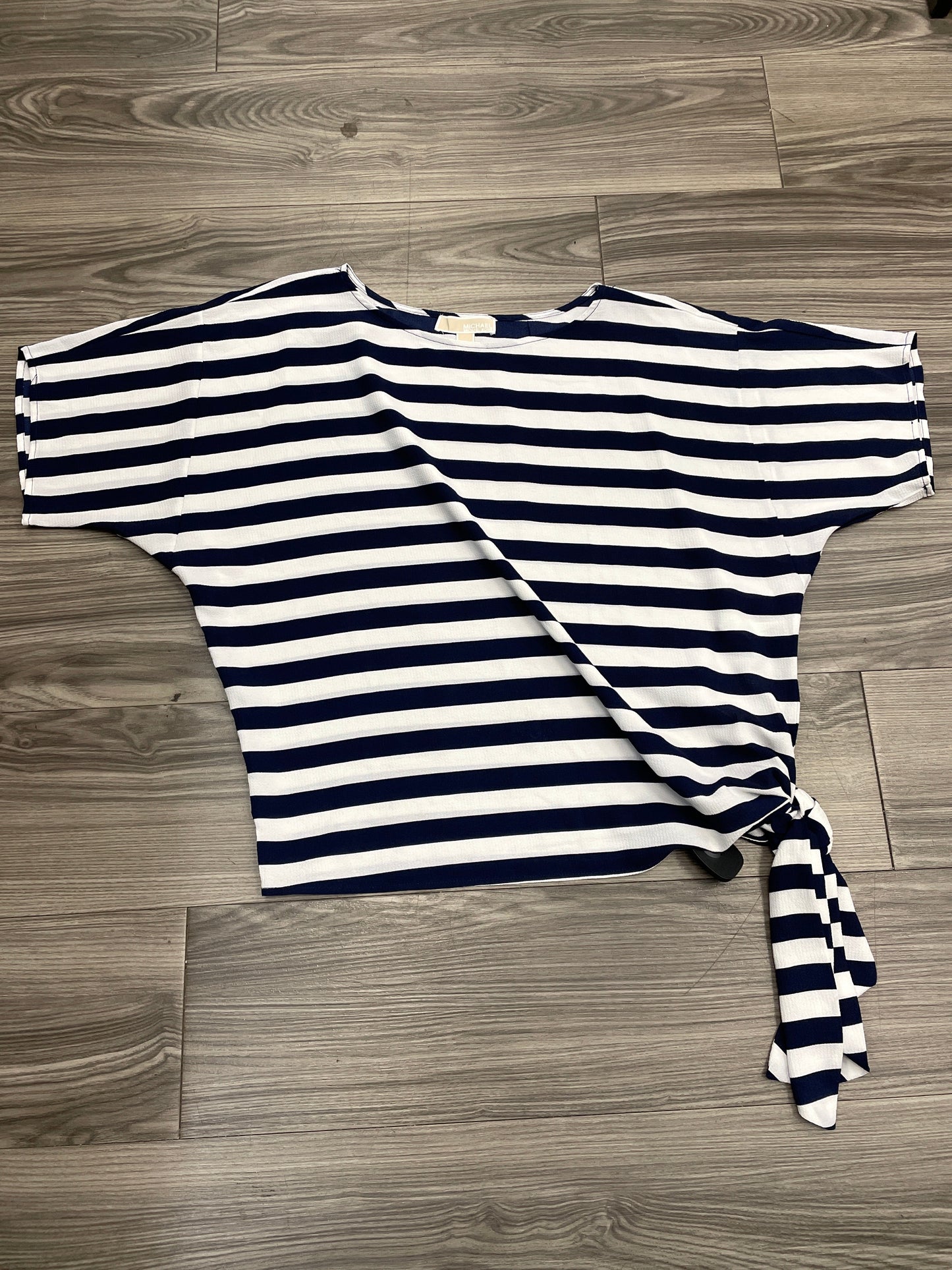 Striped Pattern Top Short Sleeve Designer Michael Kors, Size M