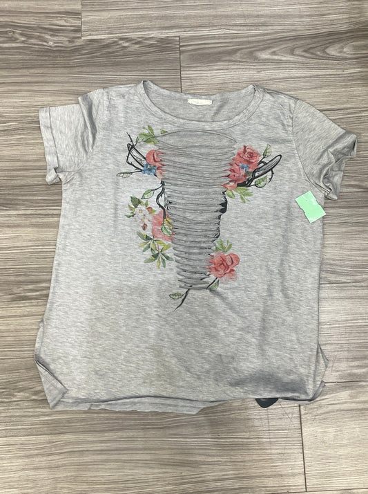 Grey Top Short Sleeve Clothes Mentor, Size M