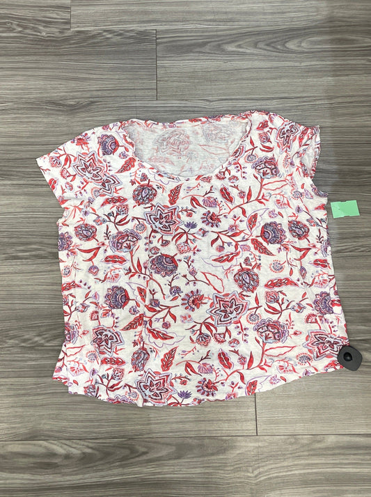 Floral Print Top Short Sleeve Lucky Brand, Size 2x
