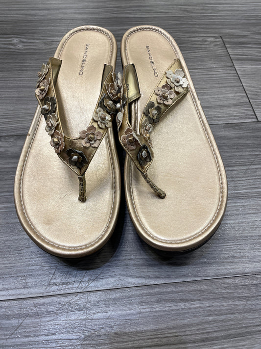 Gold Sandals Heels Platform Bandolino, Size 10