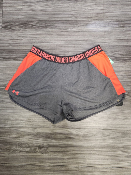 Athletic Shorts By Under Armour In Grey & Orange, Size: Xl