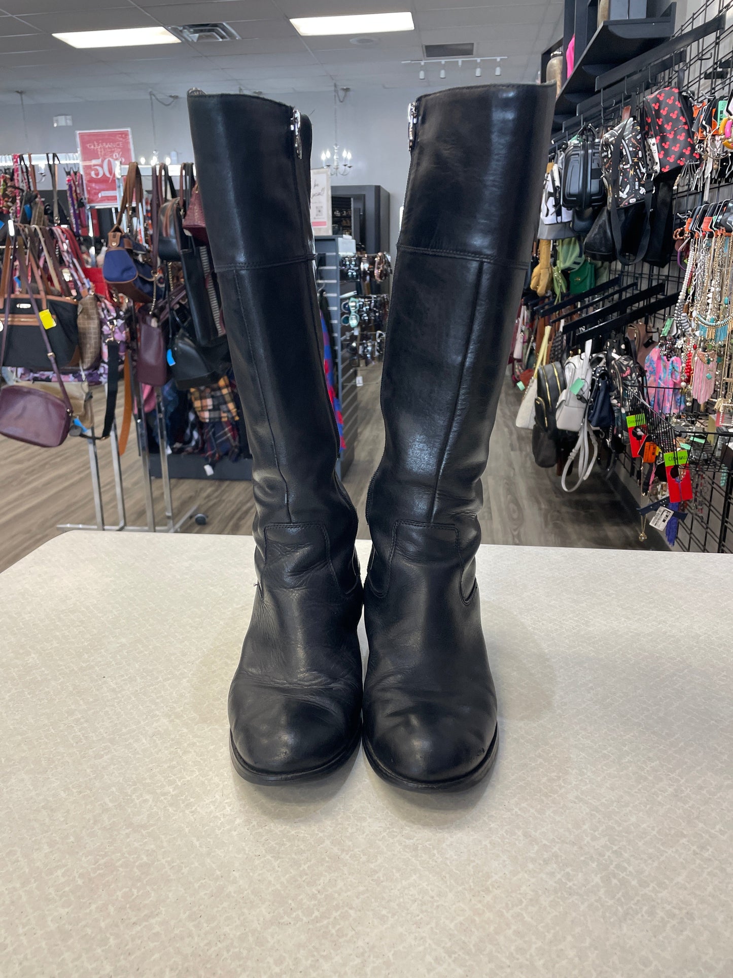 Boots Knee Heels By Etienne Aigner In Black, Size: 9.5