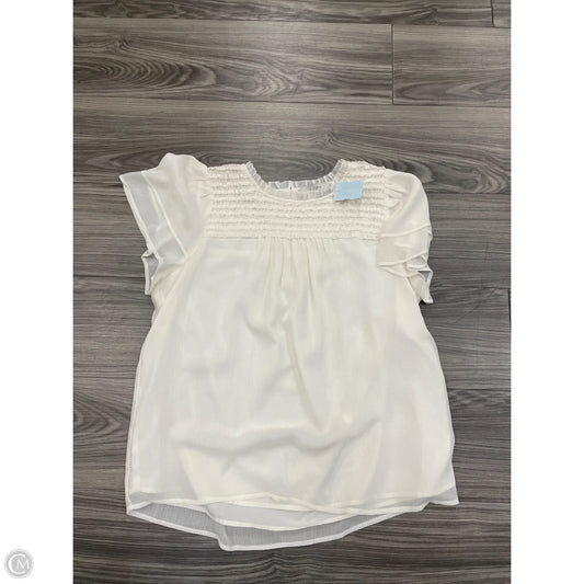 Blouse Short Sleeve By Ann Taylor In Cream, Size: M