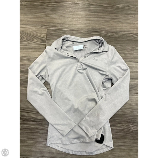 Athletic Top Long Sleeve Collar By Under Armour In Grey, Size: S