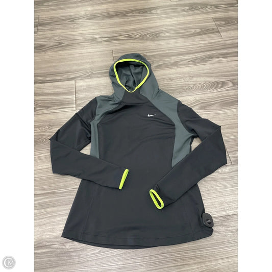 Athletic Sweatshirt Hoodie By Nike In Black & Green, Size: L