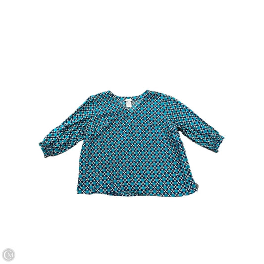 Top 3/4 Sleeve By Croft And Barrow In Blue, Size: 2x