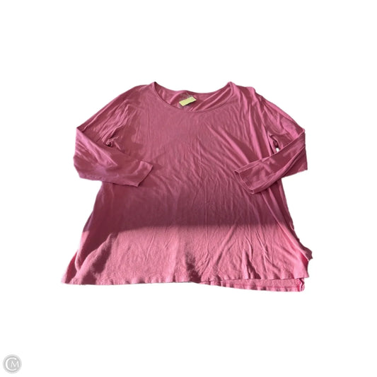 Top Long Sleeve Basic By Terra & Sky In Pink, Size: 2x