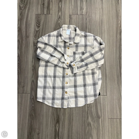 Jacket Shirt By Zeagoo In Grey & White, Size: Xl