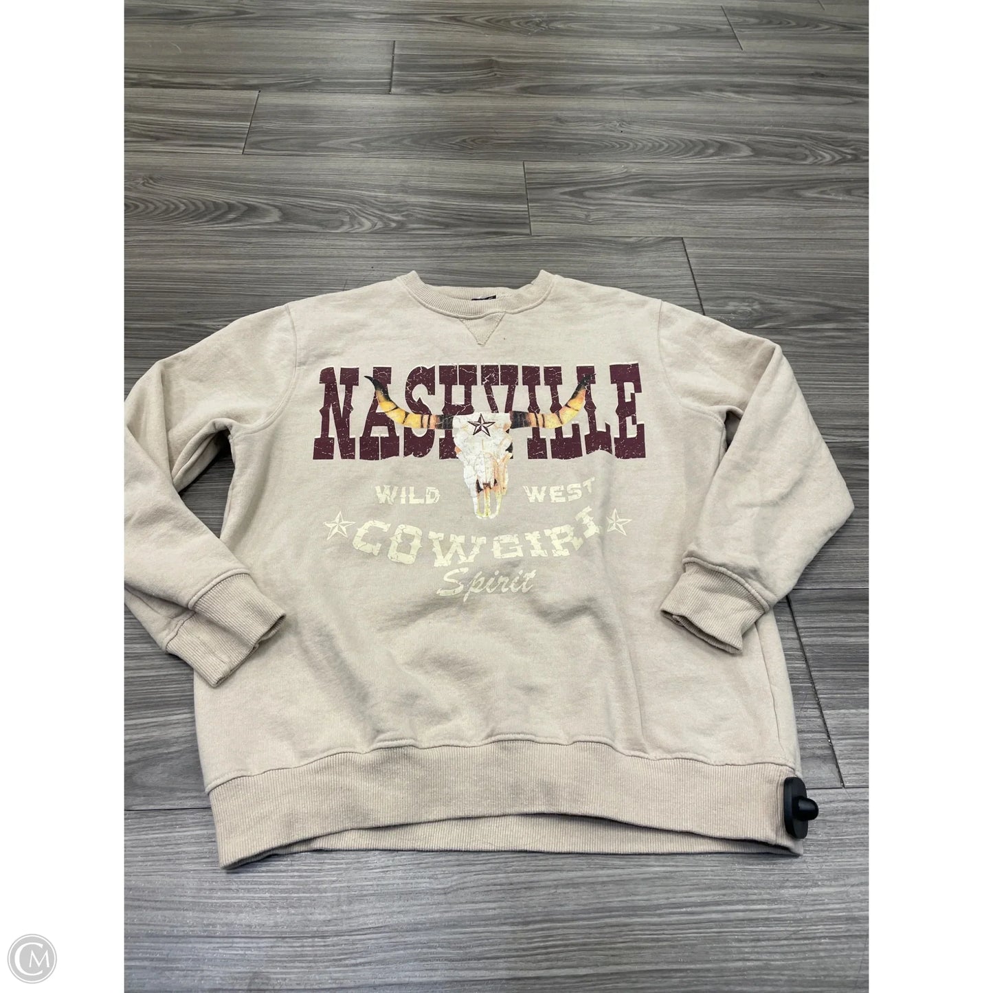 Sweatshirt Crewneck By Clothes Mentor In Tan, Size: S