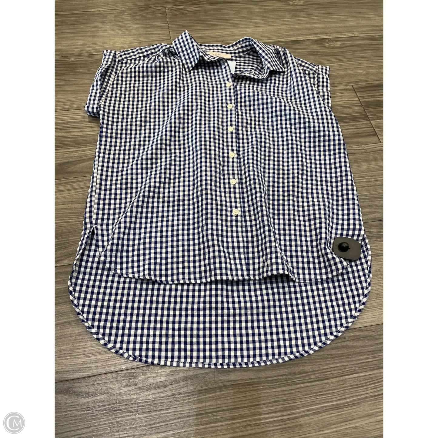 Top Short Sleeve By Loft In Plaid Pattern, Size: S