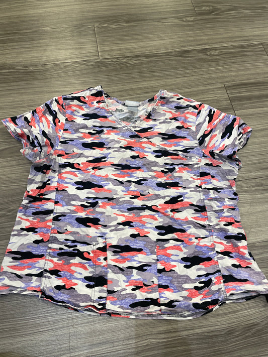 Camouflage Print Top Short Sleeve Clothes Mentor, Size Xxl