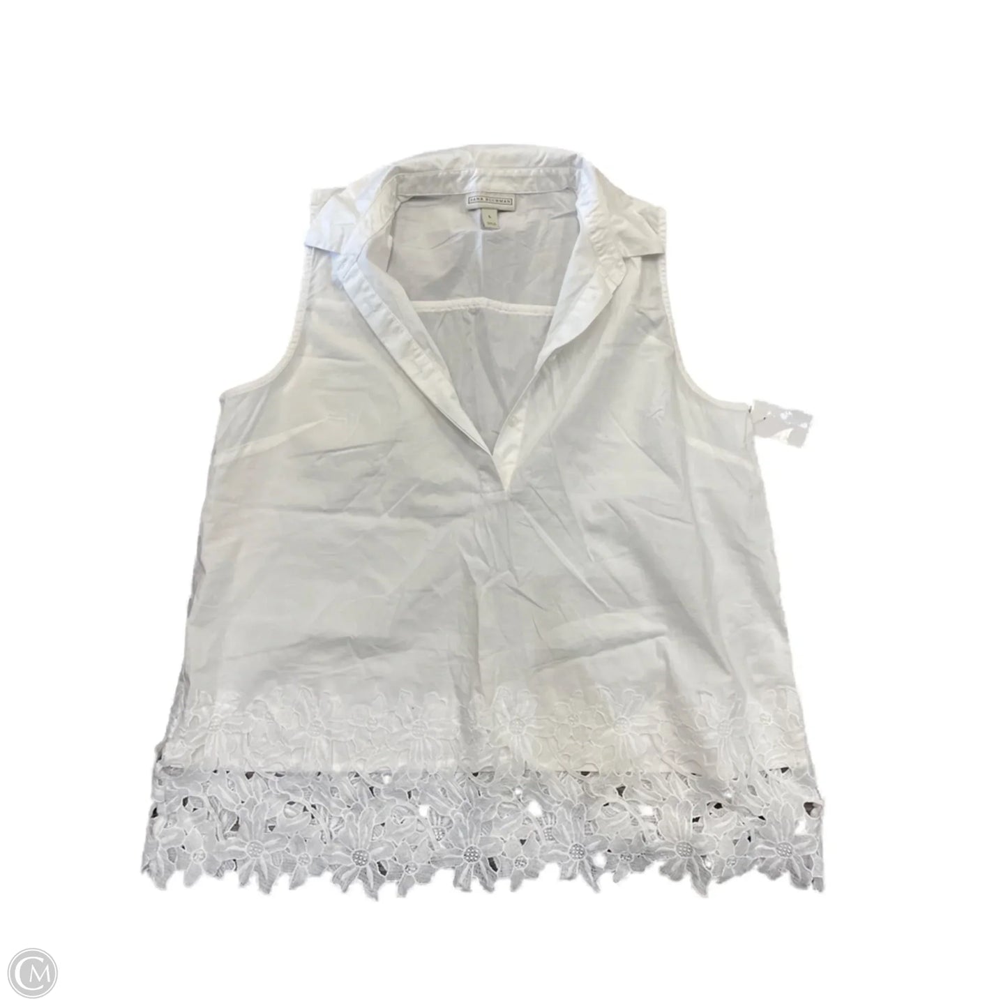 Blouse Sleeveless By Dana Buchman In White, Size: L