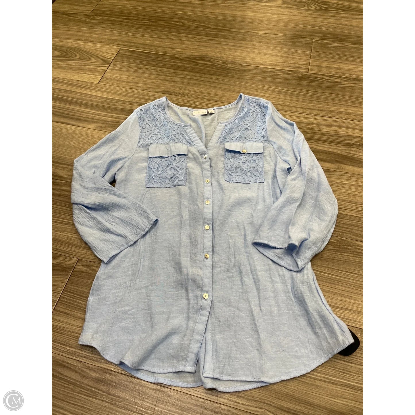 Blouse Long Sleeve By Kim Rogers In Blue, Size: L