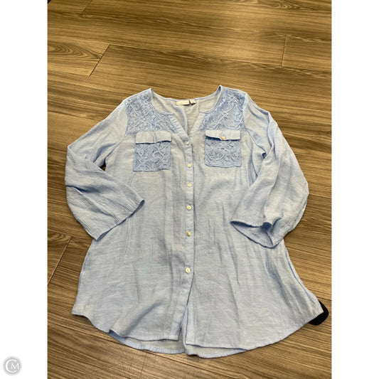 Blouse Long Sleeve By Kim Rogers In Blue, Size: L