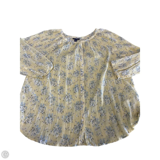 Blouse Long Sleeve By Chaps In Yellow, Size: L