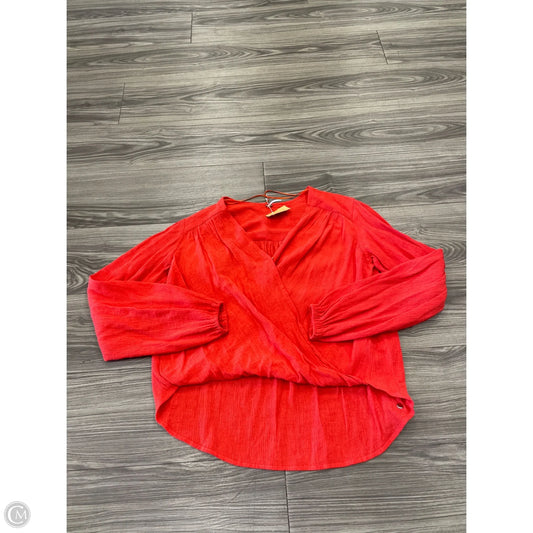 Blouse Long Sleeve By Free People In Red, Size: M