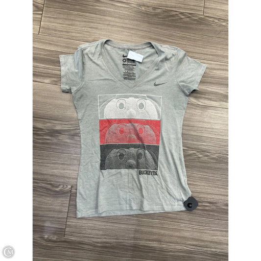 Athletic Top Short Sleeve By Nike In Grey, Size: M
