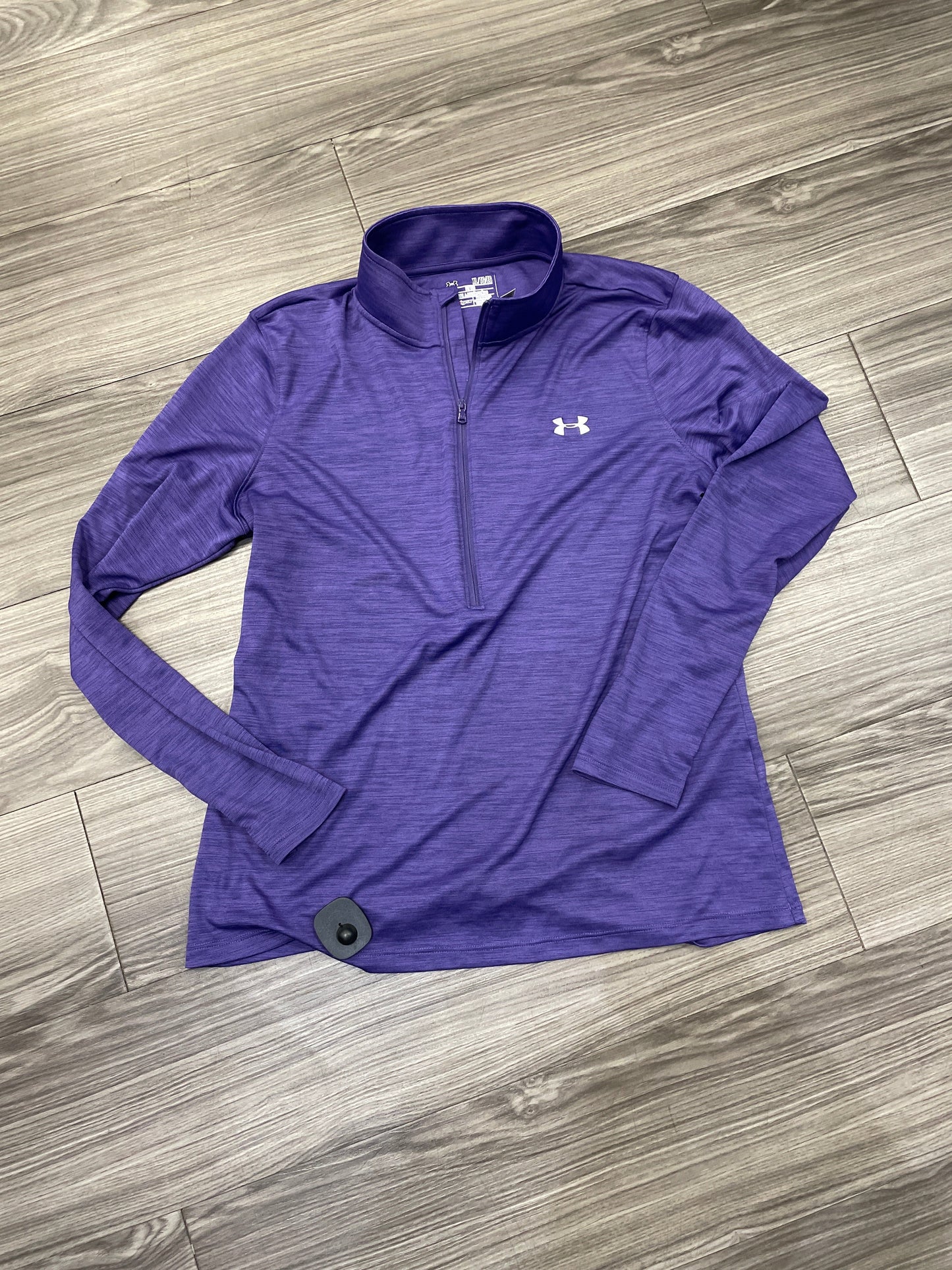 Athletic Top Long Sleeve Collar By Under Armour In Purple, Size: Xl