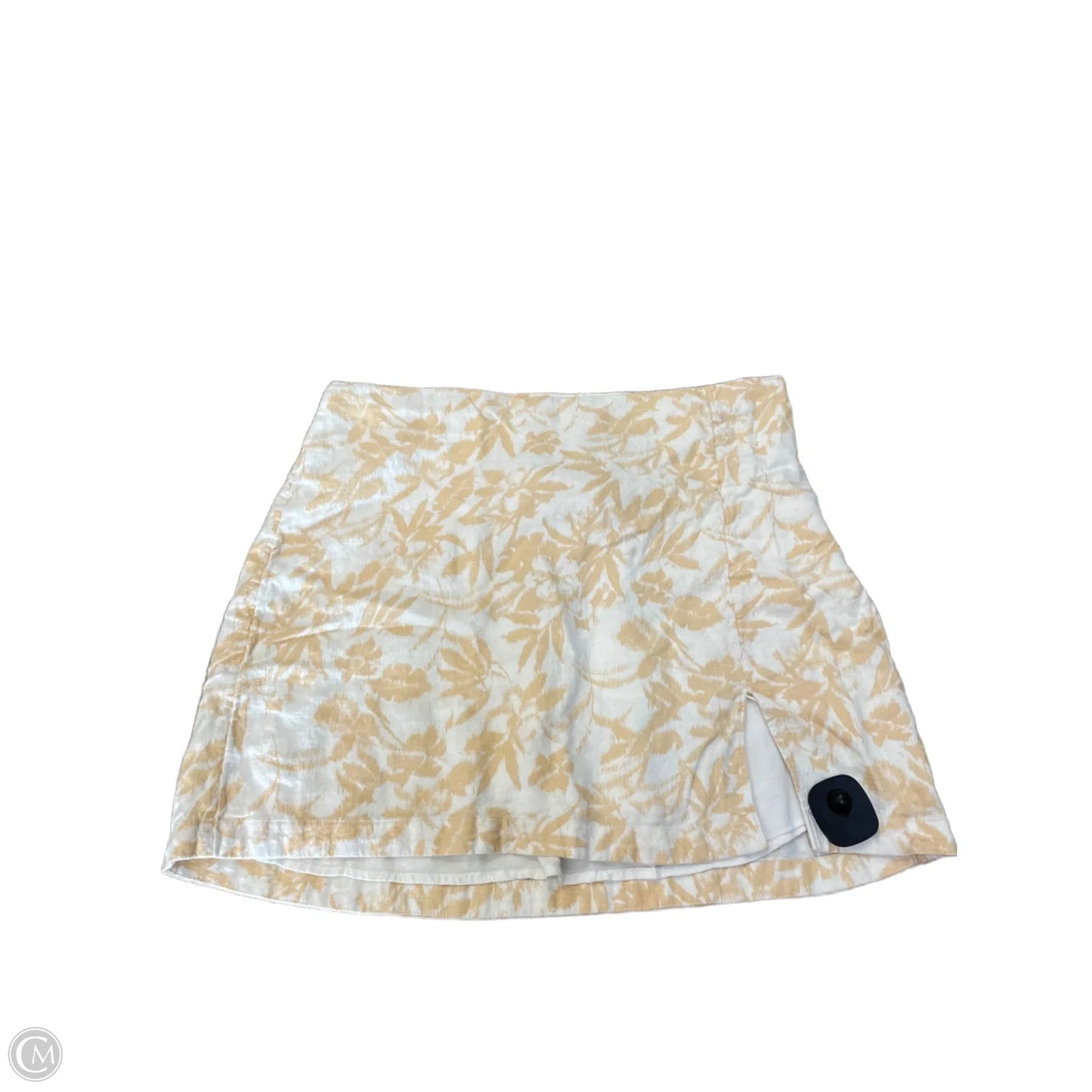 Skirt Mini & Short By Abercrombie And Fitch In White & Yellow, Size: L