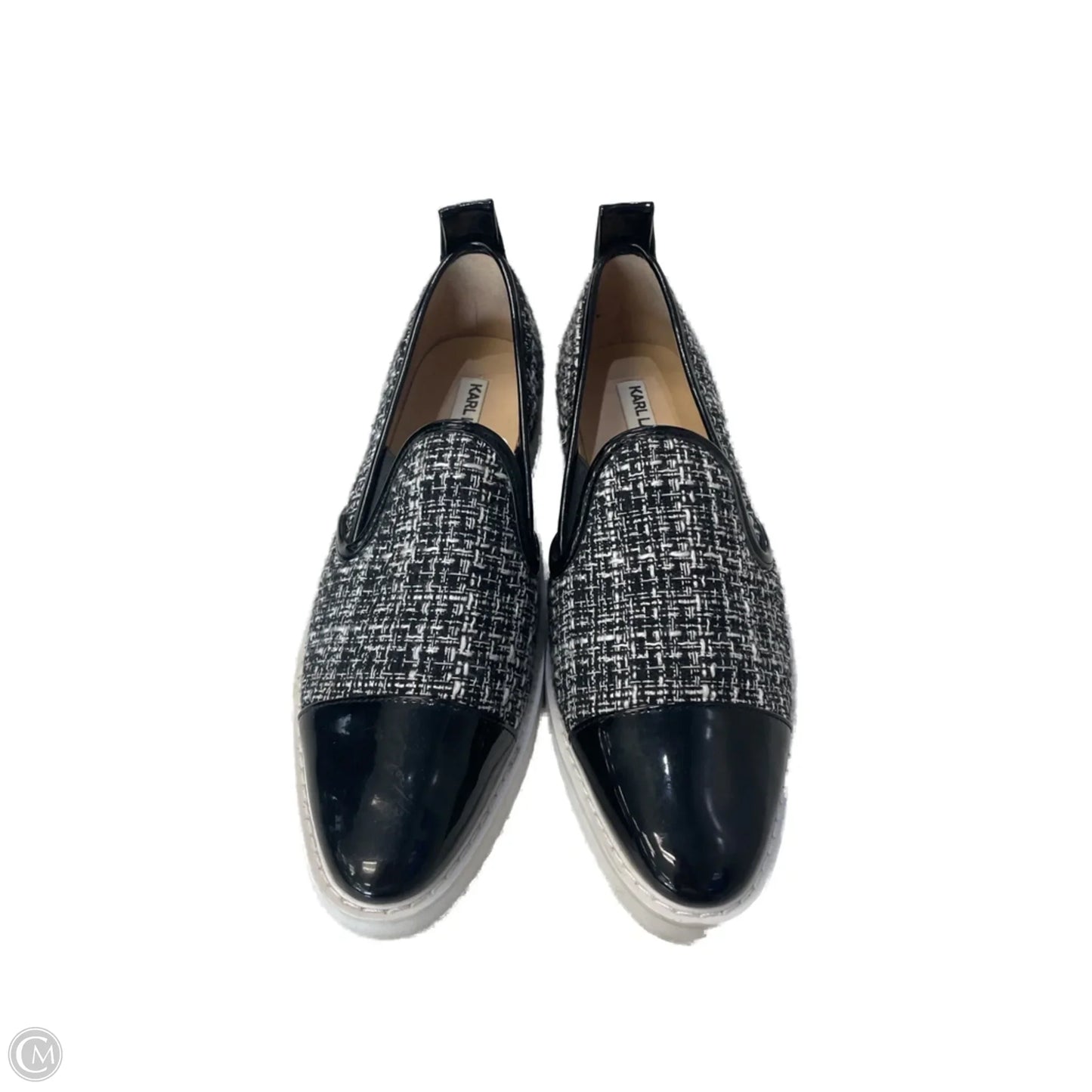 Sandals Flats By Karl Lagerfeld In Black & White, Size: 7