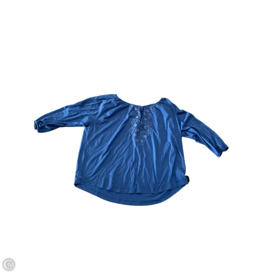 Top Long Sleeve Basic By Chaps In Blue, Size: 3x