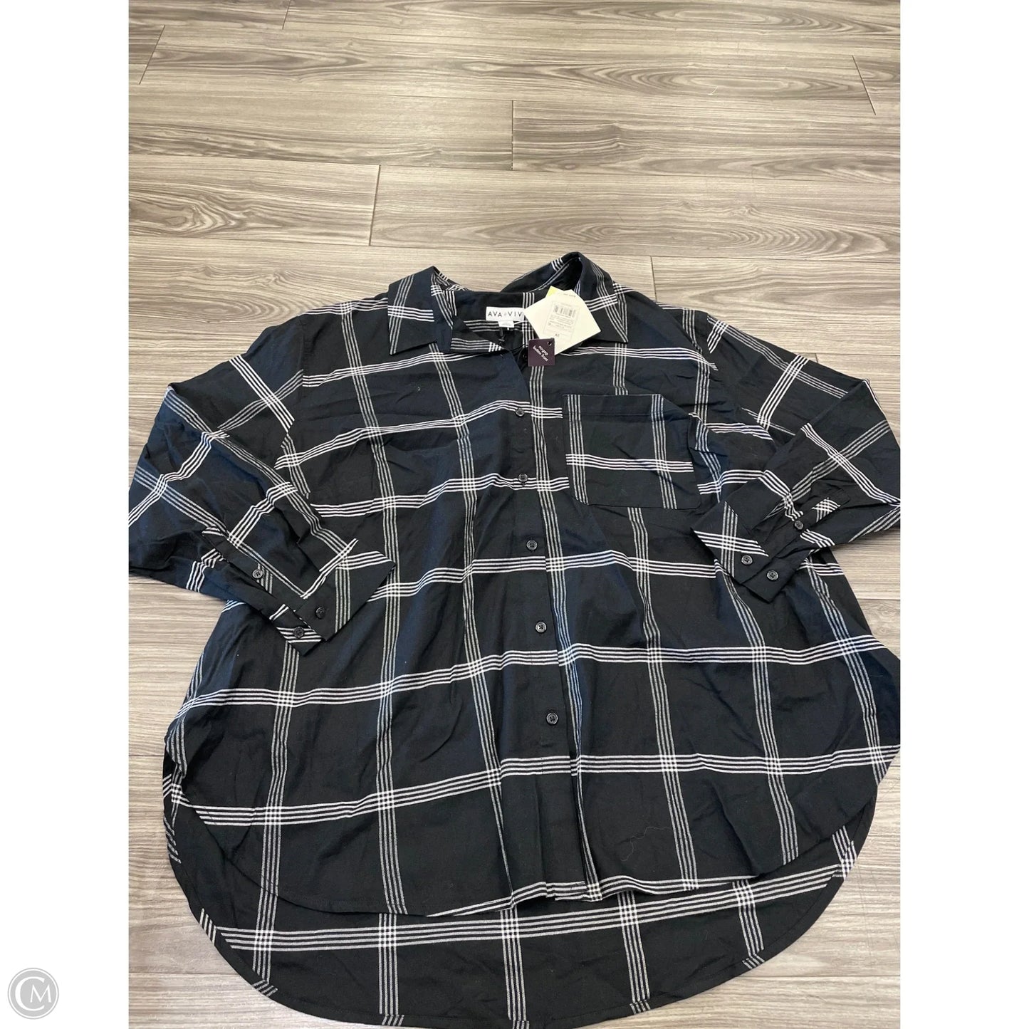 Top Long Sleeve Basic By Ava & Viv In Black, Size: 2x