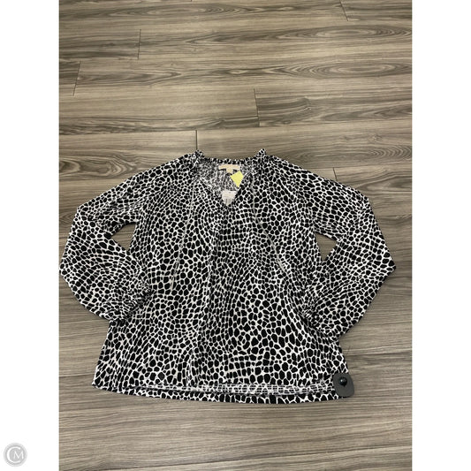 Top Long Sleeve Designer By Michael Kors In Black & White, Size: M