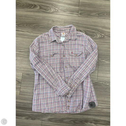Top Long Sleeve By Carhartt In Plaid Pattern, Size: L
