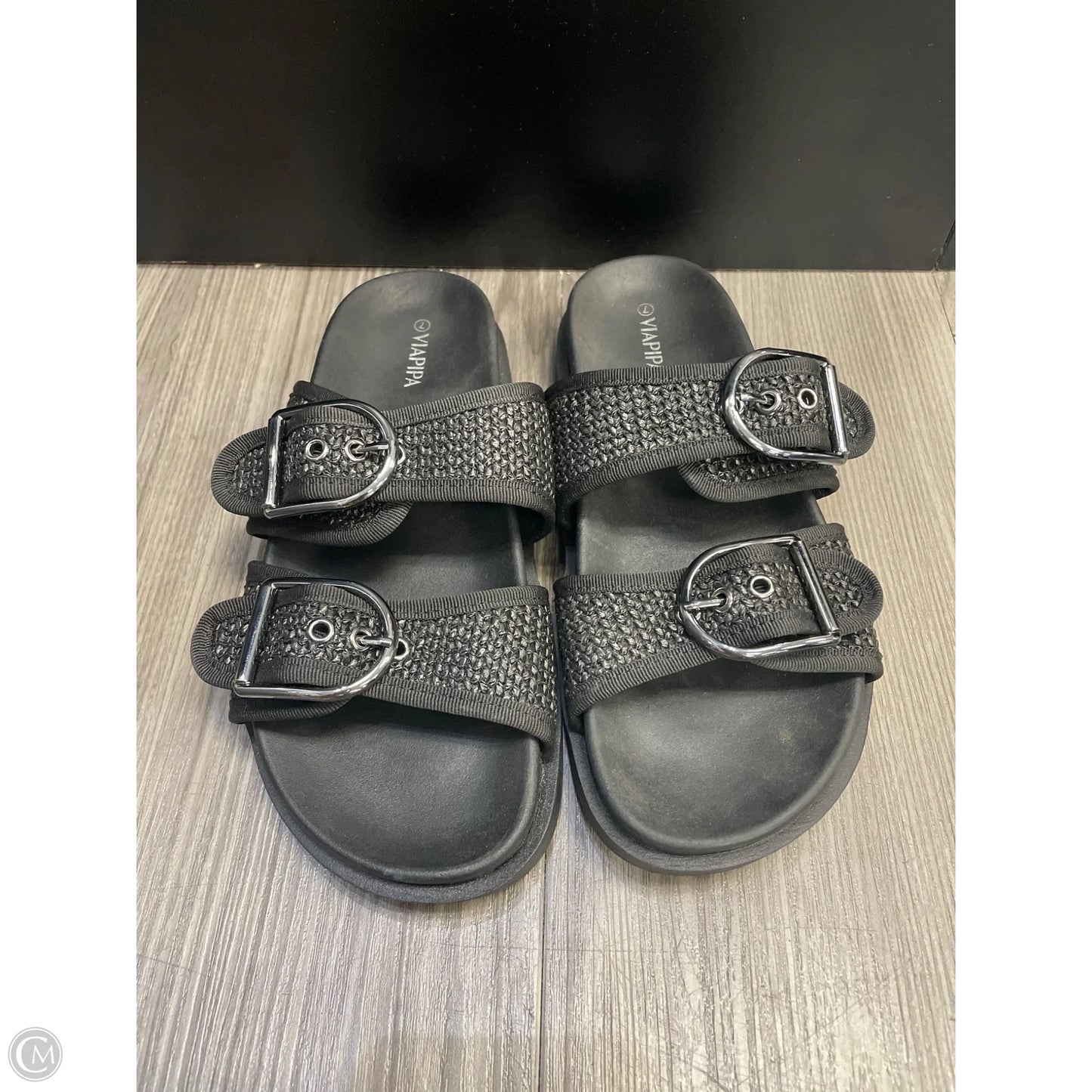 Sandals Flats By Clothes Mentor In Black, Size: 7