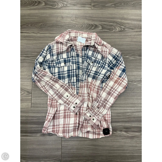 Top Long Sleeve By Glam In Plaid Pattern, Size: L