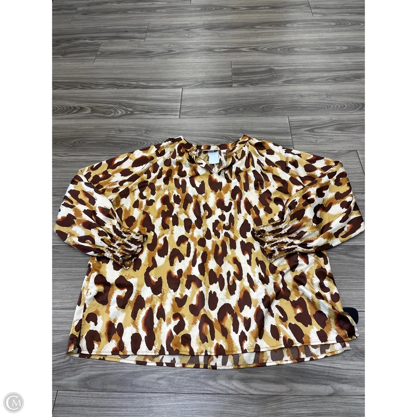 Top Long Sleeve By Belle By Kim Gravel In Animal Print, Size: Xl