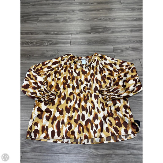 Top Long Sleeve By Belle By Kim Gravel In Animal Print, Size: Xl