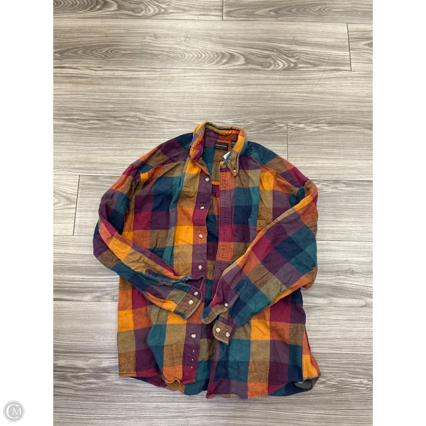 Top Long Sleeve By Clothes Mentor In Plaid Pattern, Size: L