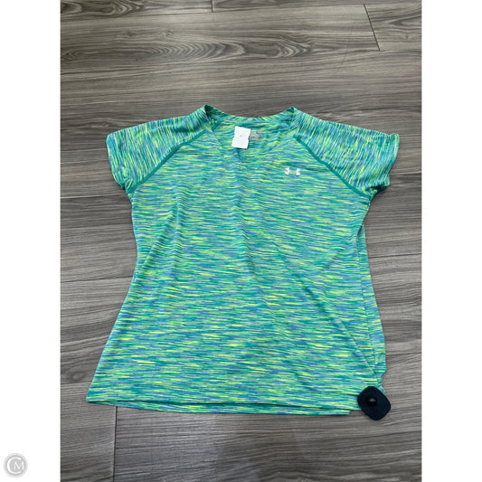 Athletic Top Short Sleeve By Under Armour In Blue & Green, Size: L